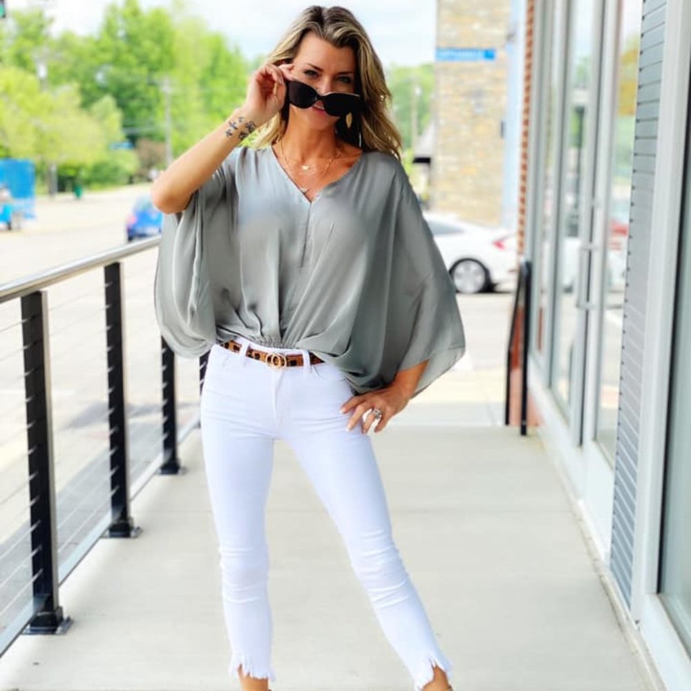 BNWT grey kimono sleeve bodysuit